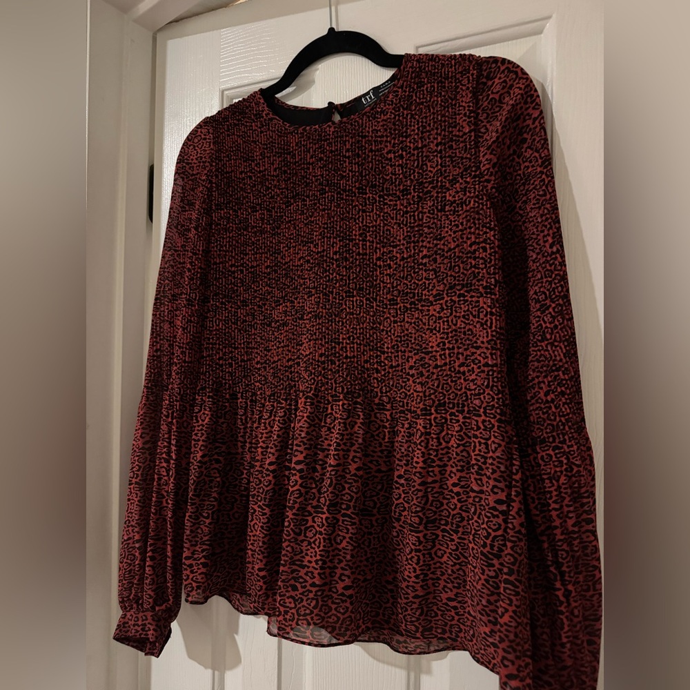 Zara Red Leopard Print Top